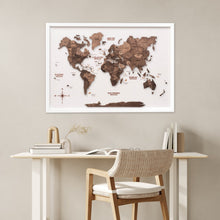 Load image into Gallery viewer, 3D Wooden Panel World Map - Dark Walnut
