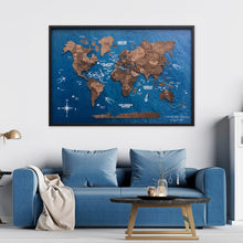 Load image into Gallery viewer, 3D Wooden Panel World Map - Dark Walnut