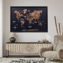 Load image into Gallery viewer, 3D Wooden Panel World Map - Dark Walnut