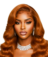 Load image into Gallery viewer, Copper Ginger Loose Body Wave Light 3D Cap C Part Glueless 24' Mini Knots Pre-plucked Brazilian Lace Wig