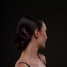 Load image into Gallery viewer, Iridescent Purple Crystal 2-Piece Hair Comb Set