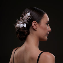 Load image into Gallery viewer, Handcrafted Rose Gold Bridal Hair Comb with Crystal Beads and Silver-Plated Wire - Elegant Wedding Hair Accessories for Brides and Bridesmaids