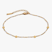 Load image into Gallery viewer, White Enameled Chain Coin Station Anklet