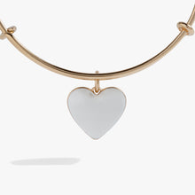 Load image into Gallery viewer, White Enamel Heart Charm Bangle
