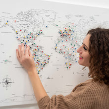 Load image into Gallery viewer, World Map on Canvas - White