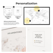 Load image into Gallery viewer, World Map on Canvas - White