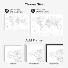 Load image into Gallery viewer, World Map on Canvas - White