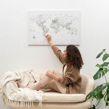 Load image into Gallery viewer, World Map on Canvas - White