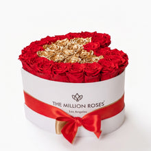Load image into Gallery viewer, Heart White Box | Red &amp; Gold Roses