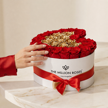 Load image into Gallery viewer, Heart White Box | Red &amp; Gold Roses