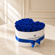 Load image into Gallery viewer, Heart White Box | Royal Blue Roses