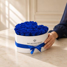 Load image into Gallery viewer, Heart White Box | Royal Blue Roses