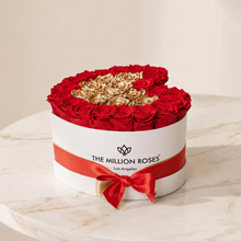 Load image into Gallery viewer, Heart White Box | Red &amp; Gold Roses