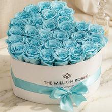 Load image into Gallery viewer, Heart White Box | Turquoise Roses