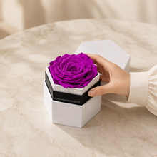 Load image into Gallery viewer, One in a Million™ White Hexagon Box | Bright Purple Rose