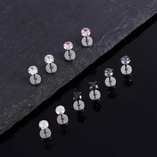 Load image into Gallery viewer, Women's Cubic Zirconia Surgical Stainless Steel Flat Back Earrings