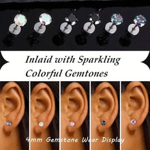 Load image into Gallery viewer, Women's Cubic Zirconia Surgical Stainless Steel Flat Back Earrings