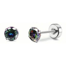 Load image into Gallery viewer, Women's Cubic Zirconia Surgical Stainless Steel Flat Back Earrings