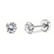 Load image into Gallery viewer, Women's Cubic Zirconia Surgical Stainless Steel Flat Back Earrings