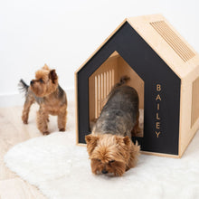 Load image into Gallery viewer, Booth-Style Wooden Dog House - Black