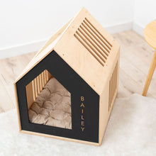 Load image into Gallery viewer, Booth-Style Wooden Dog House - Black