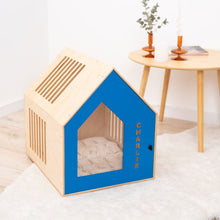 Load image into Gallery viewer, Booth-Style Wooden Dog House - Blue