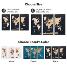Load image into Gallery viewer, 3D Wooden Triptych World Map Gold