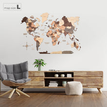 Load image into Gallery viewer, 3D Wooden World Map Smokey