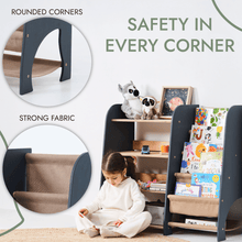 Load image into Gallery viewer, Wooden Montessori Shelves for Toddler 2in1: Bookshelf &amp; Toy Shelving