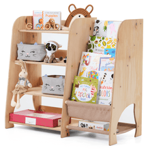 Load image into Gallery viewer, Wooden Montessori Shelves for Toddler 2in1: Bookshelf &amp; Toy Shelving