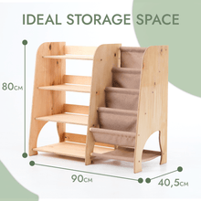 Load image into Gallery viewer, Wooden Montessori Shelves for Toddler 2in1: Bookshelf &amp; Toy Shelving