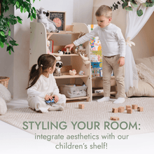 Load image into Gallery viewer, Wooden Montessori Shelves for Toddler 2in1: Bookshelf &amp; Toy Shelving