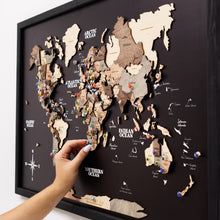 Load image into Gallery viewer, 3D Wooden Panel World Map - Smokey