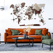 Load image into Gallery viewer, 3D Wooden World Map Cappuccino (for US only)