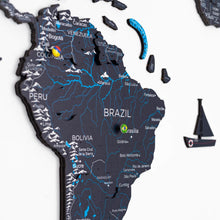 Load image into Gallery viewer, 3D Wooden World Map Midnight
