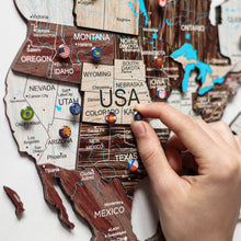 Load image into Gallery viewer, 3D Wooden World Map Cappuccino (for US only)
