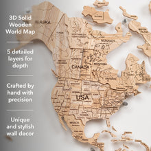 Load image into Gallery viewer, 3D Solid Wooden World Map - Ash