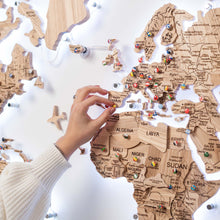 Load image into Gallery viewer, 3D Solid Wooden World Map - Ash