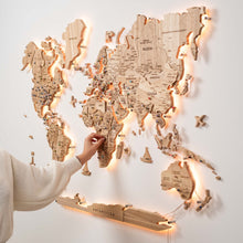 Load image into Gallery viewer, 3D Solid Wooden World Map - Ash