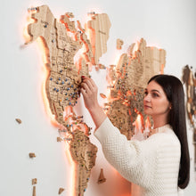 Load image into Gallery viewer, 3D Solid Wooden World Map - Ash