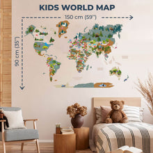 Load image into Gallery viewer, Animal World Map Indigo
