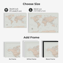 Load image into Gallery viewer, World Map on Canvas - Antique
