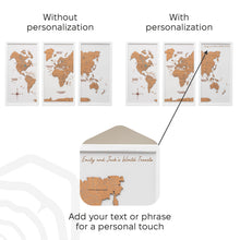 Load image into Gallery viewer, Cork world map triptych - White