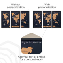 Load image into Gallery viewer, Cork world map triptych - Black