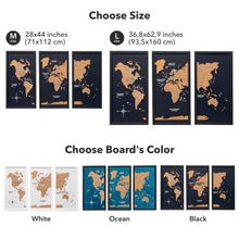 Load image into Gallery viewer, Cork world map triptych - White