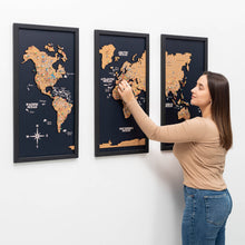 Load image into Gallery viewer, Cork world map triptych - Black
