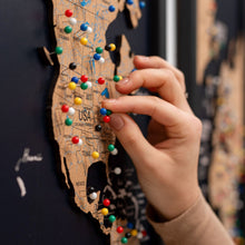 Load image into Gallery viewer, Cork world map triptych - Black