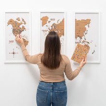 Load image into Gallery viewer, Cork world map triptych - White