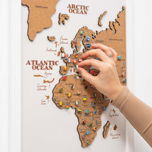 Load image into Gallery viewer, Cork world map triptych - White