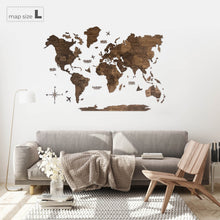 Load image into Gallery viewer, 3D Wooden World Map Dark Walnut (for US only)